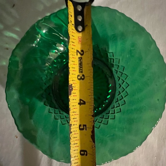 Anchor Hocking Emerald Green Glass Diamond Ruffle Candy Dish Bowl & Vanity tray - Picture 5 of 9